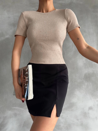 Taş baskılı kaş korse bluz