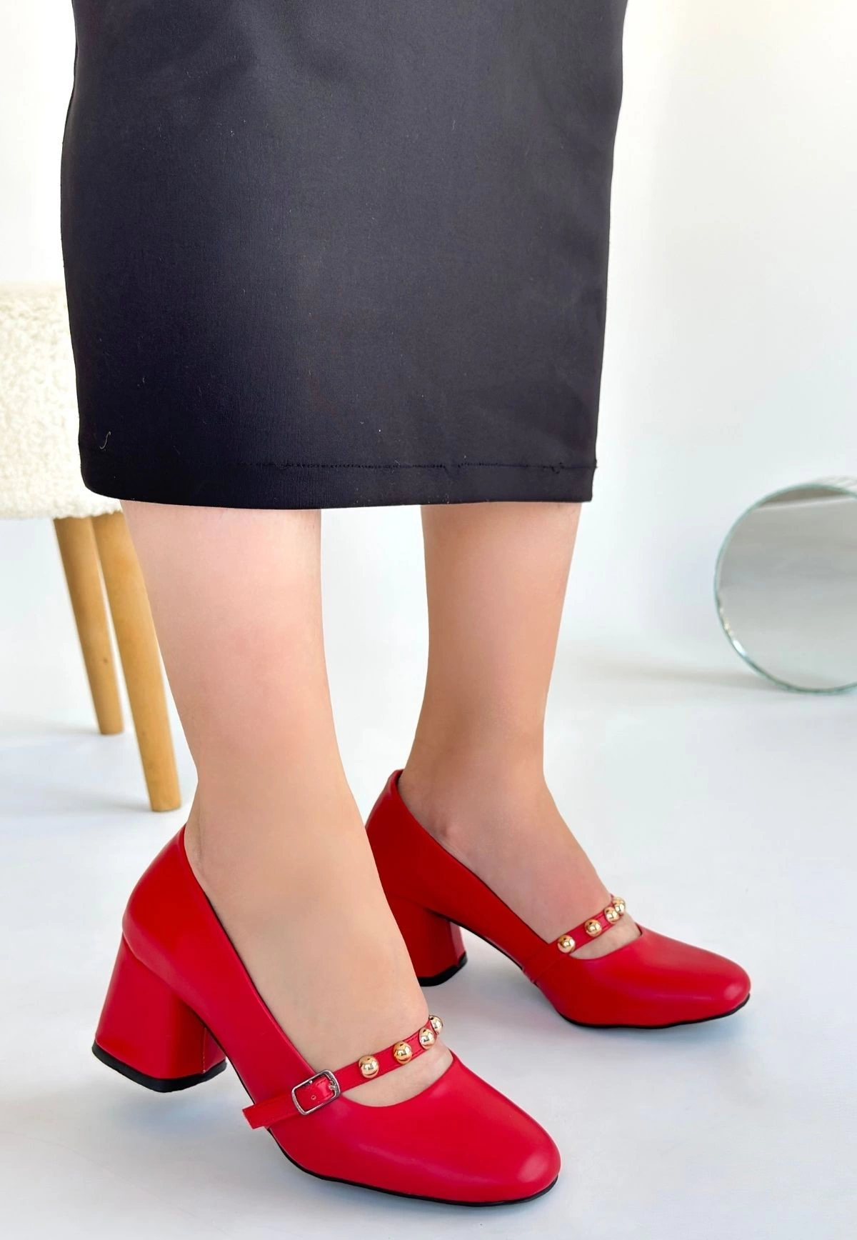 Tino Kırmızı Cilt Topuklu Ayakkabı