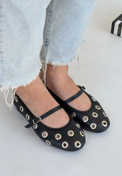 Tinta Siyah Cilt Babet Ayakkabı