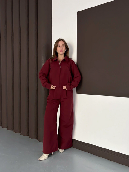 Trenç takım alt üst bordo ons