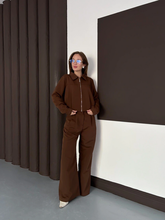 Trenç takım alt üst kahve ons