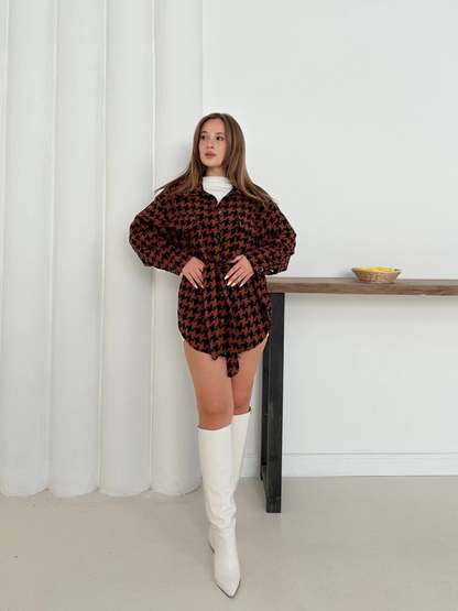 Uzun kaşe gömlek kahvesiyah st255812