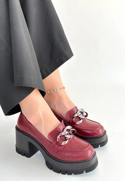 Winar Bordo Rugan Doldu Topuk Ayakkabı