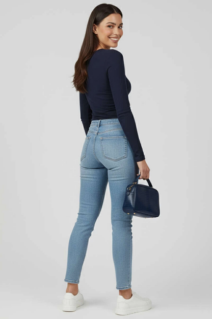 Yanı Büzgülü bluz Lacivert T4322