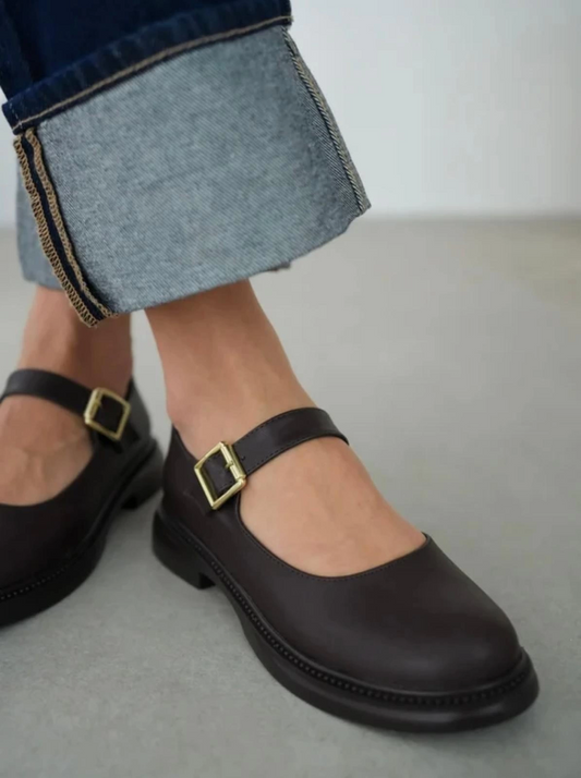 Yokox Kahverengi Cilt Oxford Ayakkabı